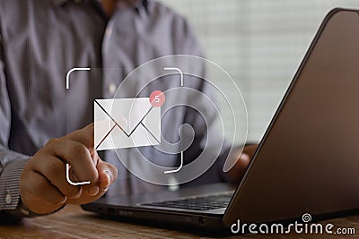New email notification concept for business e-mail communication and digital marketing. Stock Photo