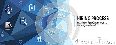 New Employee Hiring Process icon set - Web Header Banner Vector Illustration