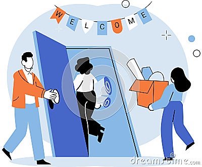 New employee. Just as fresh breeze cinvigorate room, new employee brings new ideas, skills, and enthusiasm to company Vector Illustration