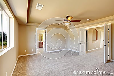 New empty room with beige carpet. Stock Photo