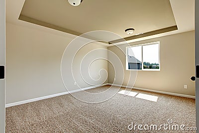 New empty room with beige carpet. Stock Photo