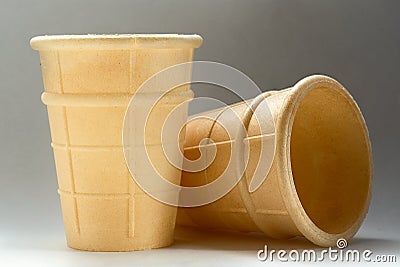 Empty waffle cup isolated Stock Photo