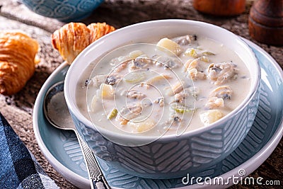 New England Clam Chowder Stock Photo