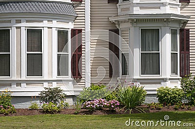 New England house windows Stock Photo