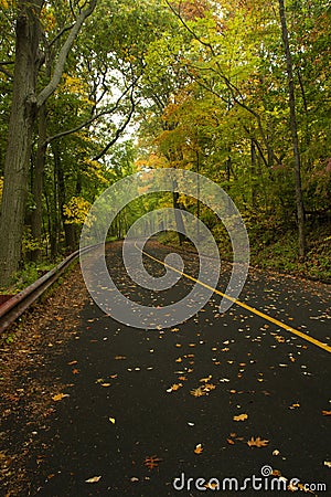 New England road in autumn color Stock Photo