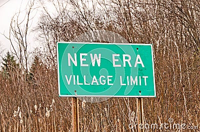New Era Village Limit Sign Stock Photo