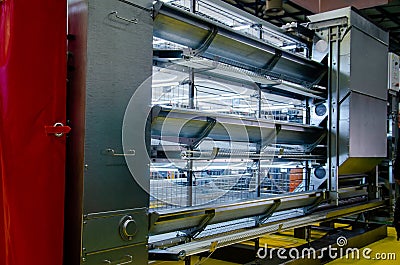 New Farming Poultry Broiler Chicken Cage Stock Photo