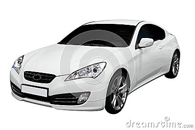 New fast white coupe car Stock Photo