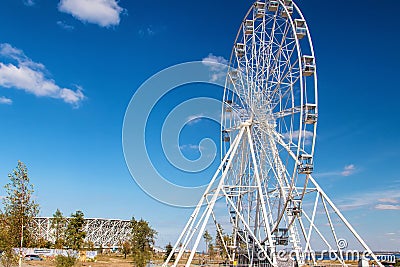 New Ferris wheel installed in the Park of culture and recreation near the stadium Volgograd-arena Stock Photo