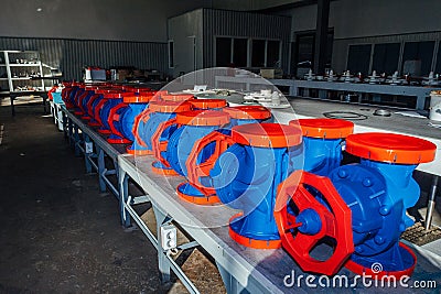 New finished diaphragm valves in factory Stock Photo
