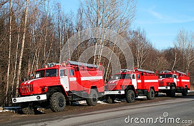 New fire trucks Stock Photo