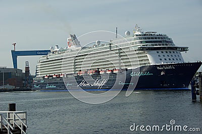 The new flag ship `Mein Schiff 6` from Tui Cruises makes it first call to the Port of Kiel Editorial Stock Photo
