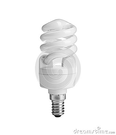 New fluorescent light bulb for modern lamps Stock Photo