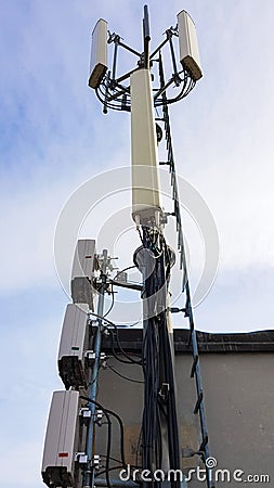 New 5G radio network telecommunication equipment with radio modules and smart antennas Stock Photo