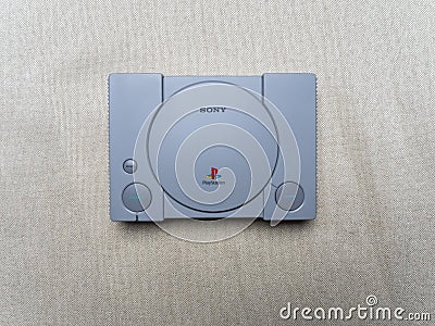 New game console Sony PlayStation on the table 07 04 2019 Editorial Stock Photo