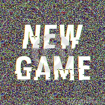 New Game glitch text. Anaglyph 3D effect. Technological retro background. Vector illustration. Creative web template Vector Illustration