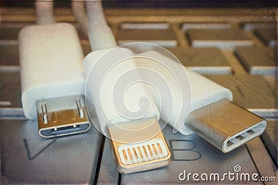 New generation electronic device adapter connectors Stock Photo