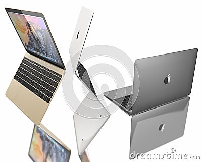 New Gold, Silver and Space Gray of MacBook Air Editorial Stock Photo