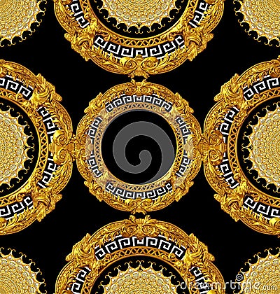 Golden baroque pattern scarf design Stock Photo