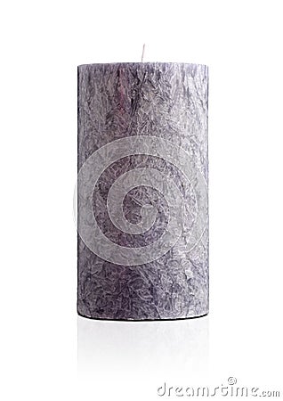 New gray candle with cracked texture Stock Photo