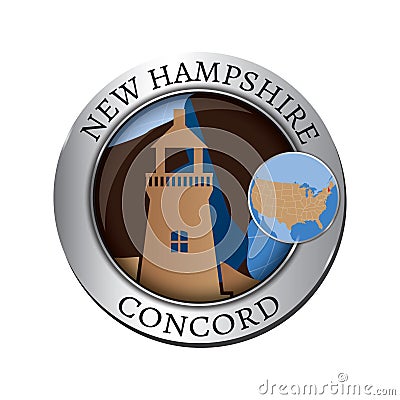 New hampshire state with lighthouse badge. Vector illustration decorative design Vector Illustration
