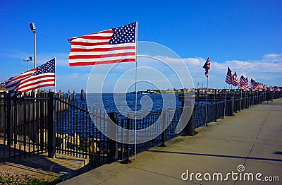 Flags over New London Stock Photo