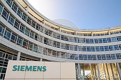 New headquarters office of German industrial corporation Siemens Editorial Stock Photo