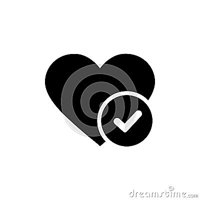 New Heart tick vector icon, flat design healthy heart with checkmark symbol illustration, Medicines for heart logo. Vector Illustration