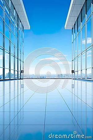 new heights with the concept of being on top of a building, where a minimalist space awaits your text. Stock Photo