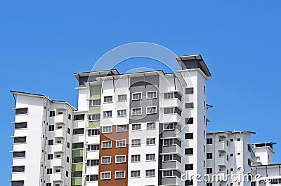 New high luxury apartment building at suburban area with blue sk Stock Photo