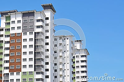 New high luxury apartment building at suburban area with blue sk Stock Photo