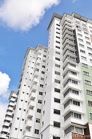 New high luxury apartment building at suburban area with blue sk Stock Photo