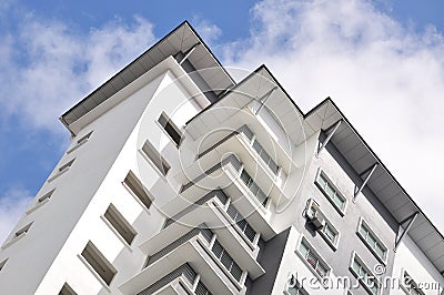 New high luxury apartment building at suburban area with blue sk Stock Photo