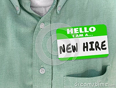 New Hire Nametag Sticker Green Shirt Rookie Employee Fresh Talent Stock Photo