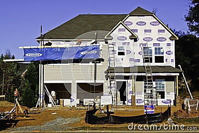 New Home Construction - Busy Work Site Editorial Stock Photo