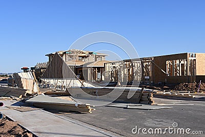 New Home Construction Framing In The Southwest. Editorial Stock Photo