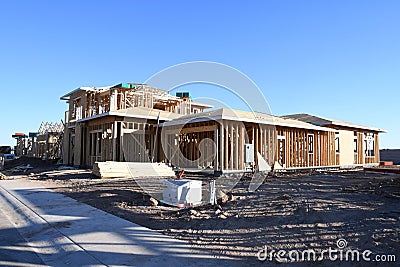 New Home Construction Framing In The Southwest. Editorial Stock Photo