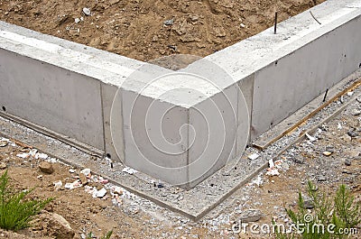 New home foundation base construction Stock Photo