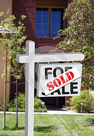 New Home or Office Sold Sign Stock Photo