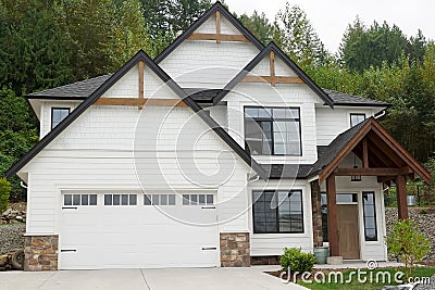 New Home Residence Exterior Street View House White Stock Photo