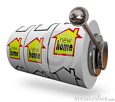 New Home Words Slot Machine Wheels Finding Perfect House Moving Stock Photo