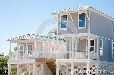 New Homes: Modern Elevated Homes Stock Photo
