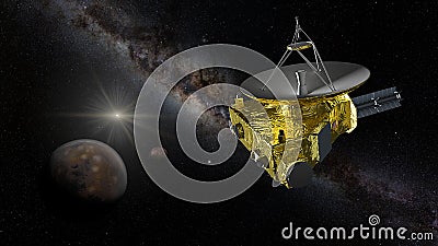 New Horizons approaching Pluto and Charon Stock Photo