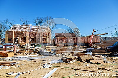 New house construction-house framing Editorial Stock Photo