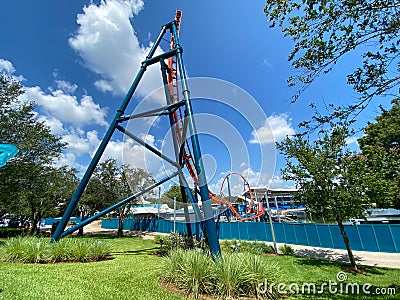 The new Icebreaker rollercoaster under construction at Seaworld in Orlando, FL Editorial Stock Photo