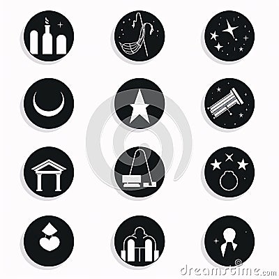 Set of 9 simple editable icons such as star, crescent moon, kareem, lanterns, lanterns Stock Photo