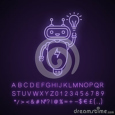 New idea chatbot neon light icon Vector Illustration