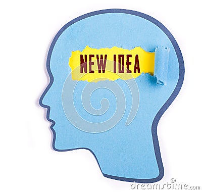 New idea word in the person head Stock Photo
