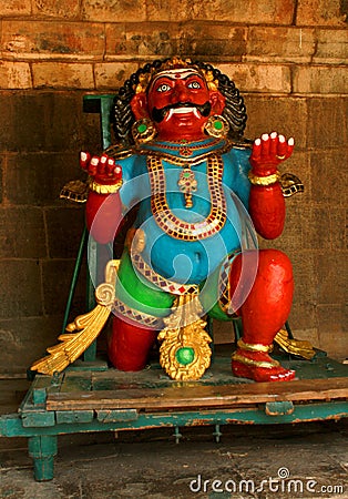 A new idol that is called bhootha vahana in the ancient Brihadisvara Temple in Thanjavur, india. Stock Photo