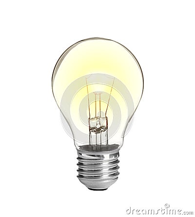 New incandescent light bulb for modern lamps on white Stock Photo